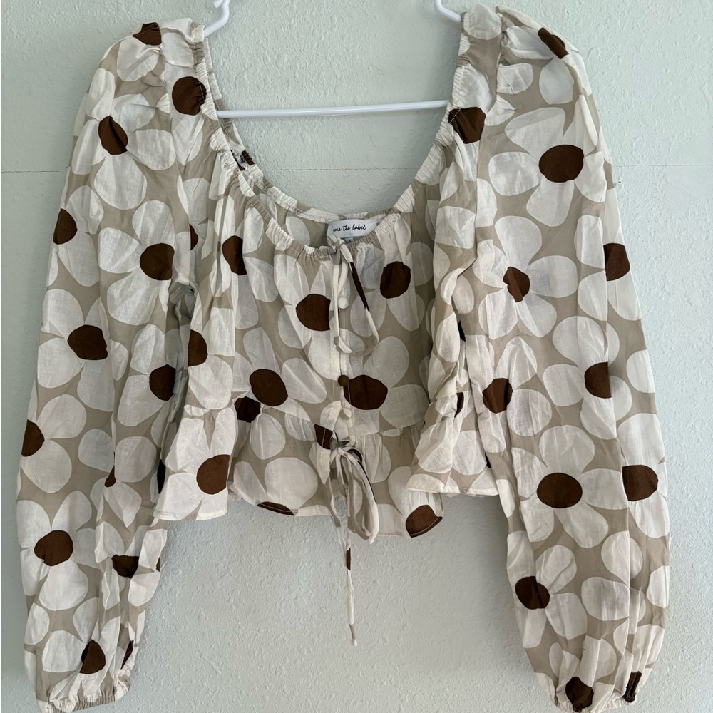 For Love And Lemons style Beige and Brown Floral Blouse